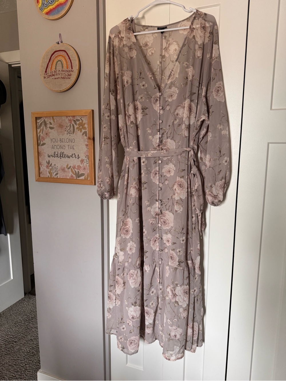 Torrid gray Floral lightweight Dress with Tie Waist